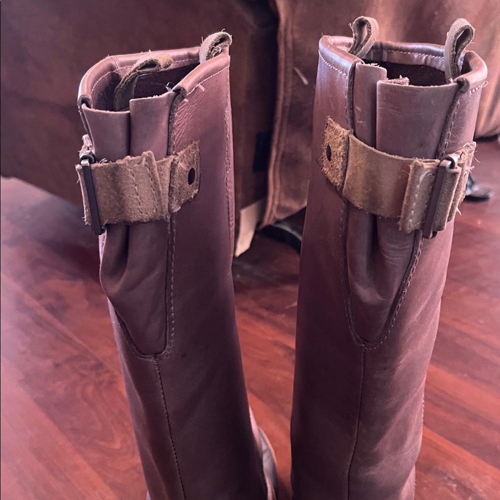 Sorel Dark Brown with Gray Leather Slimpack Tall Boots - Picture 12 of 13